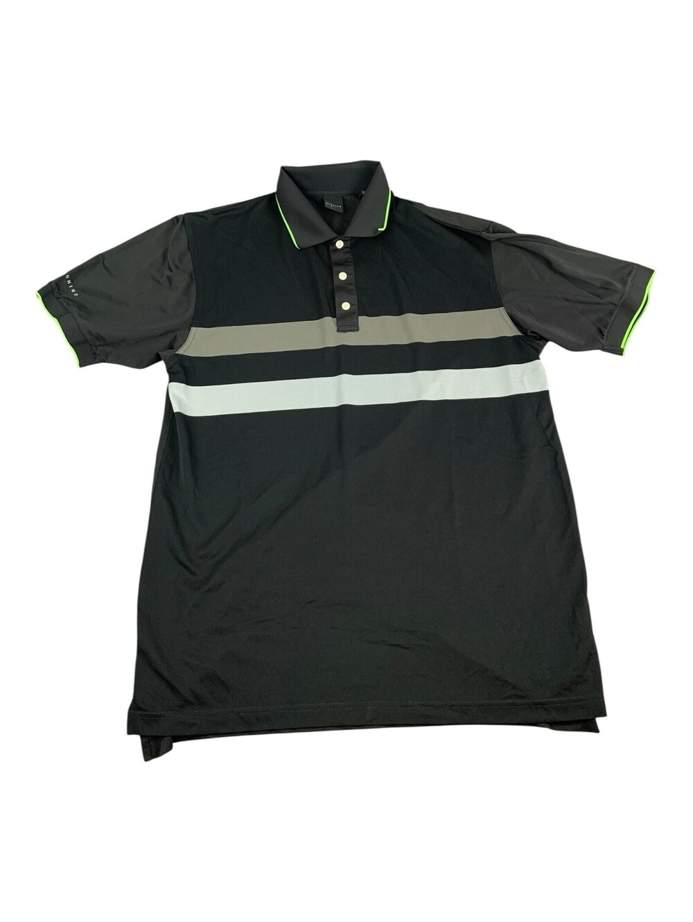 Dunning Golf Coolmax Polo Shirt, Black w/ Horizontal Stripes, Men’s Size XL